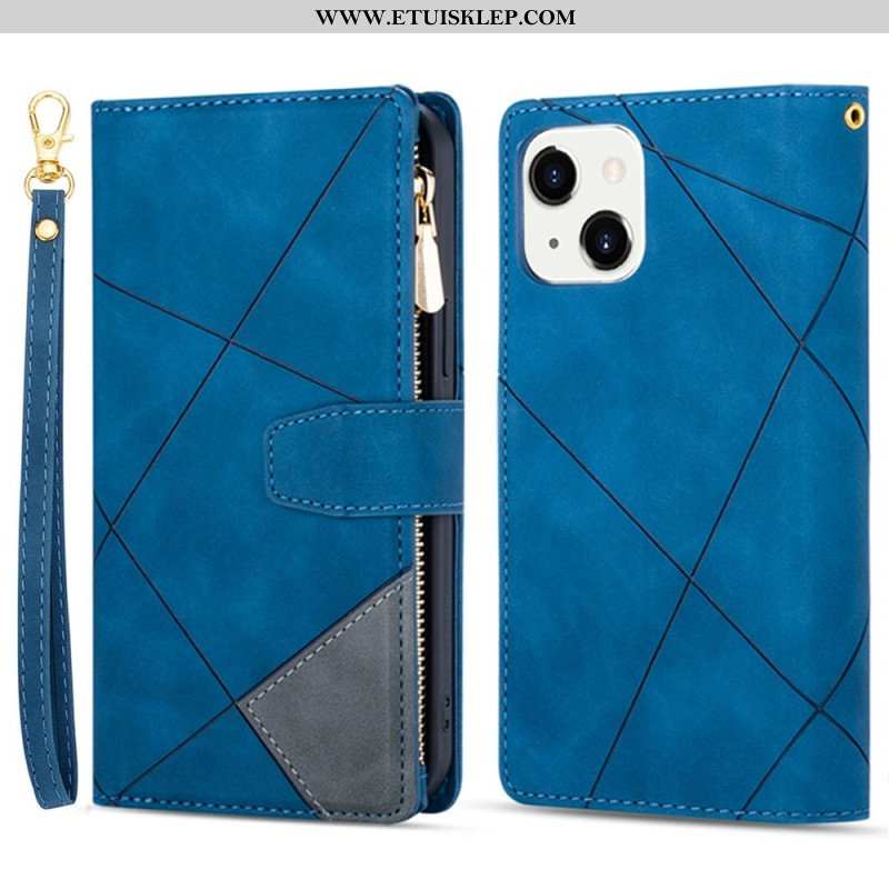 Etui Folio do iPhone 14 z Łańcuch Geometria Paska